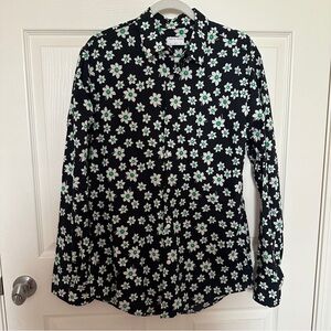 Tiger of Sweden Black Floral Button-Up with White & Mint Accents